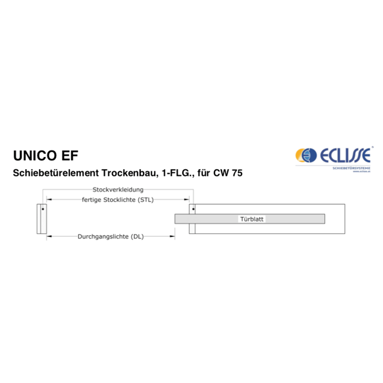 Eclisse Schiebetür Unico EF 200cm Ständerwand UK 75mm 5